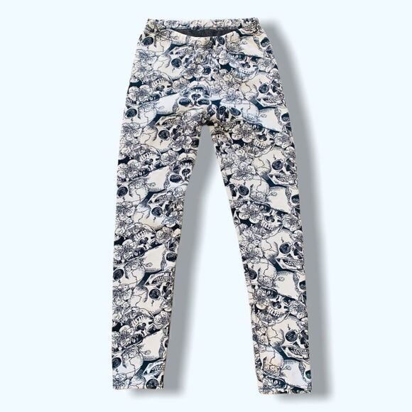 Just Cozy Pants - Just Cozy Fleece Lined Skull Print Leggings